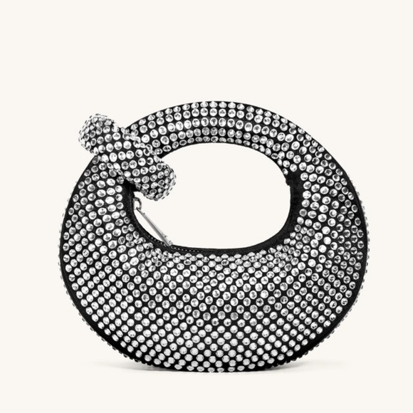 JW PEI Abacus Artificial Crystal Mini Top Handle Bag - Black/Silver - Picture 3 of 9